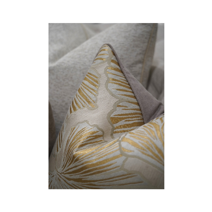 Gilded Elegance: Gold and White Leaf Pattern Cushion - Shopica Pty Ltd