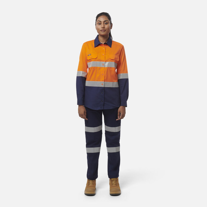 King Gee Women's Workcool Vented Spliced Shirt Taped Long Sleeve - Shopica Pty Ltd