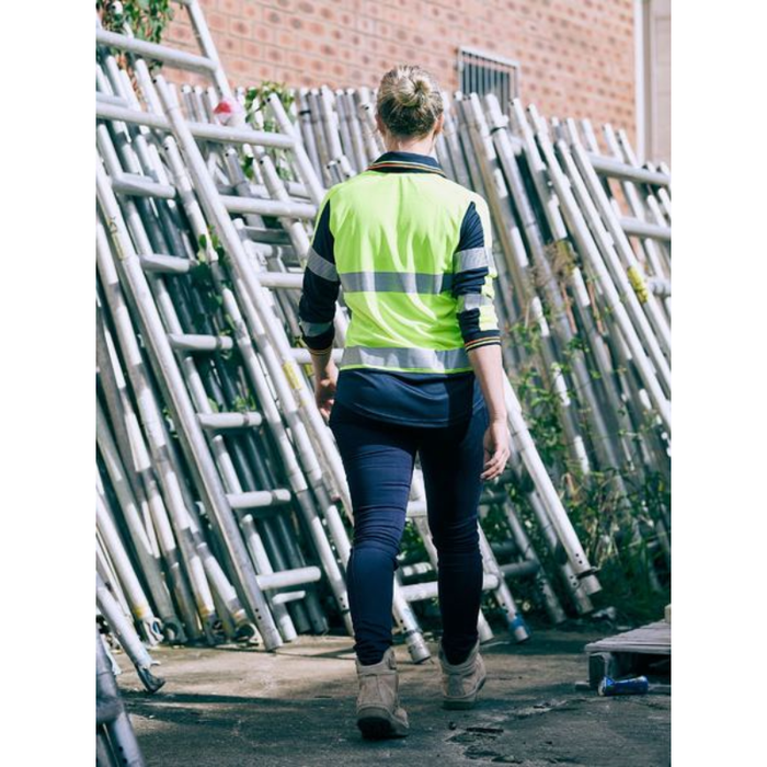 Bisley Womens Long Sleeve Taped Two Tone Hi Vis V-neck Polo - Shopica Pty Ltd