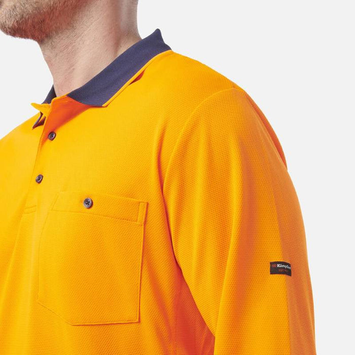 King Gee Hyperfreeze Spliced Long Sleeve Polo - Shopica Pty Ltd