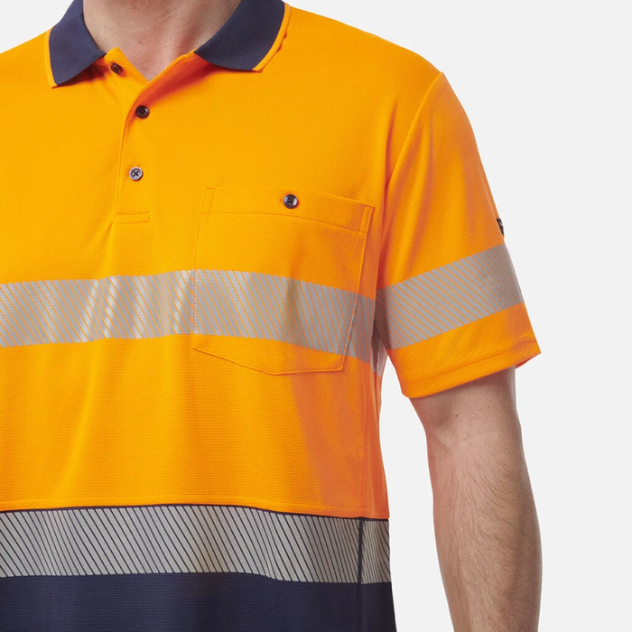 King Gee Men's High Visibility Short Sleeve Polo - Taped Work Cool - Yellow - Orange - Shopica Pty Ltd