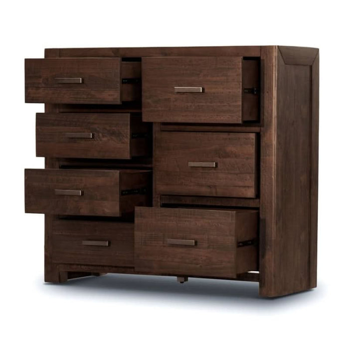 7 Drawers Sedona Grey Stone Tallboy Open Drawers