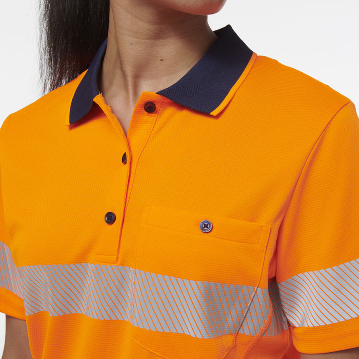 King Gee Women's Workcool Hyperfreeze Spliced Short Sleeve Polo With Segmented Tape - Shopica Pty Ltd