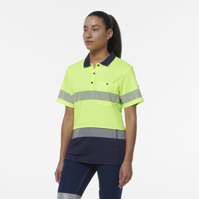 King Gee Women's Workcool Hyperfreeze Spliced Short Sleeve Polo With Segmented Tape - Shopica Pty Ltd
