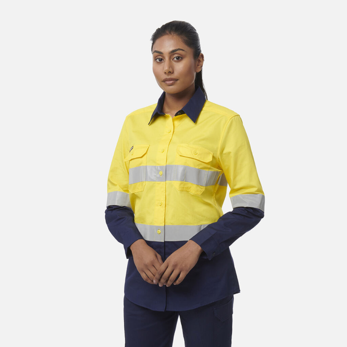 King Gee Women's Workcool Vented Spliced Shirt Taped Long Sleeve - Shopica Pty Ltd