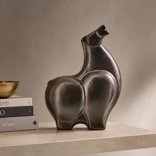 Abstract Ceramic Horse Sculpture On Shelf