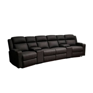 Academy Home Theatre 4 Recliners & 2 Consoles Fabric Black Lounge MKII