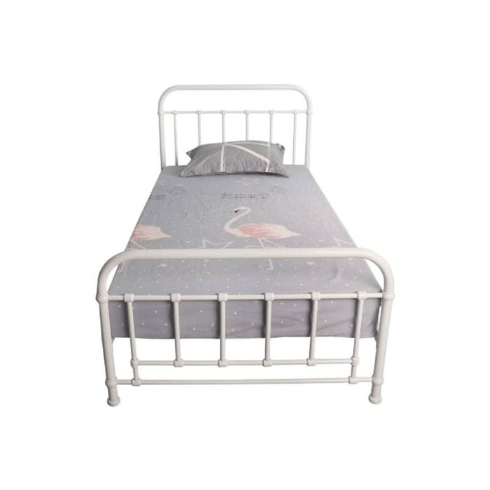 Akira King Single Metal Bed in White