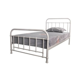 Akira King Single Metal Bed in White Side Profile