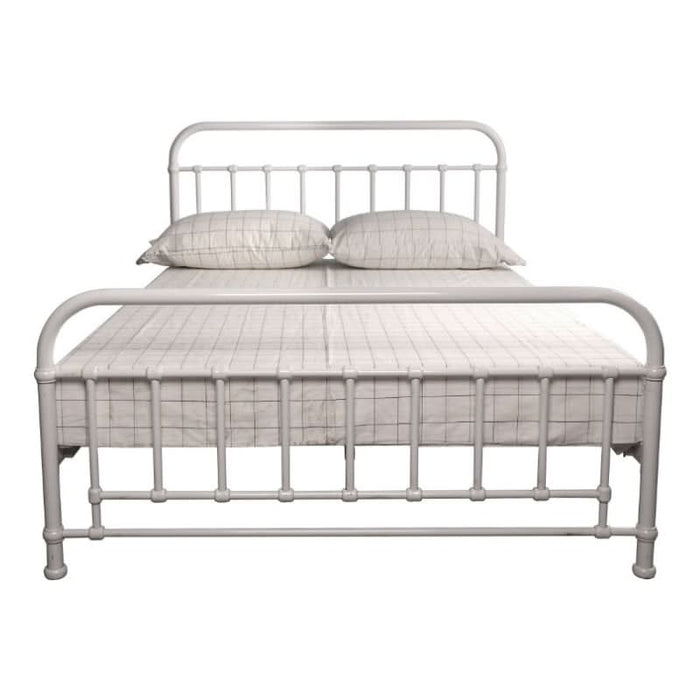 Akira Queen Metal Bed in Pristine White