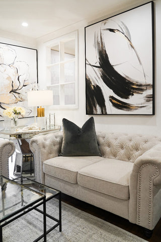 Anchor Velvet Cushion On Sofa