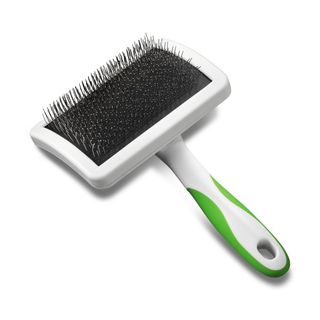 Andis Firm Slicker Brush Large White Lime Green up close