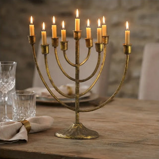 Antique Gold Branching Candelabra in antique wooden setting