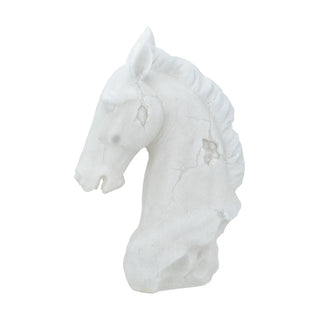 Antiqued White Horse Head Bust