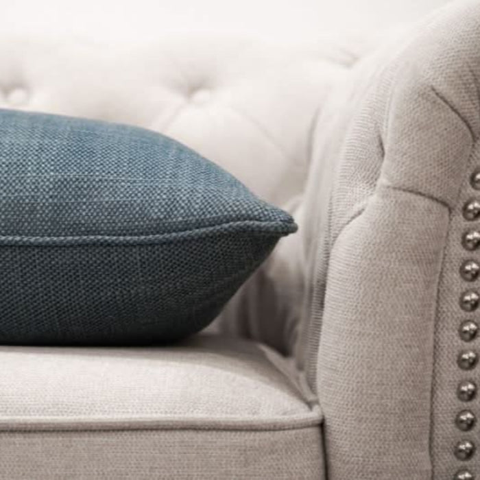 Aqua Blue Woven Cushion Close Up Look