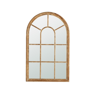 Arched Accent Wood Trim & Panelled Window Style Mirror