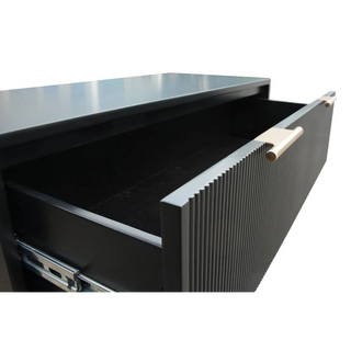 Arlington Black 4-Drawer Tallboy Drawer Close-up