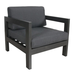 Artemis Single Outdoor Sofa with Dark Grey Accents Side Profile
