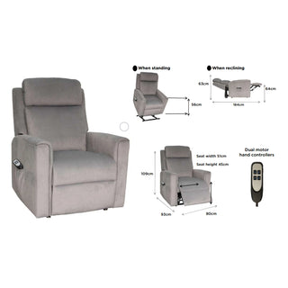 Ascot Fabric Lift Chair in Dark Grey Info