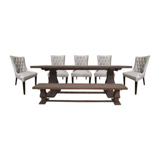 Athena's 7-Piece Dining Set With Walnut Wood