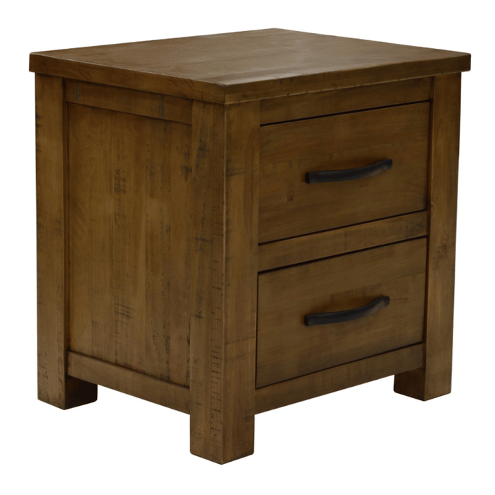 Augusta Double Drawers Bedside Table Side View