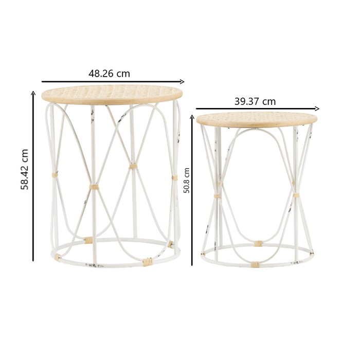 Bamboo Bliss: Dual Weave Iron Side Tables Dimensions