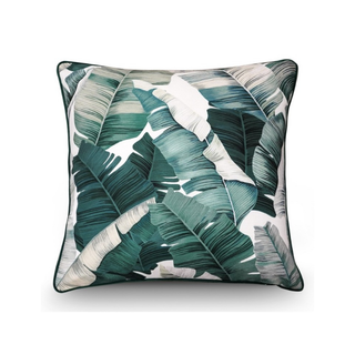 Banana Leaf Teal And White Cushion 50 x 50 cm