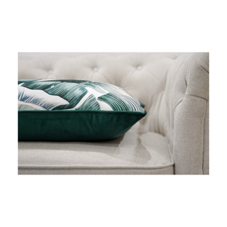 Banana Leaf Teal And White Cushion Close Up Look