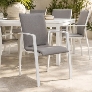 Baska White Aluminium Outdoor Dining Chair Setting