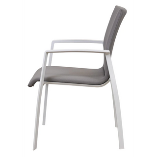  Baska White Aluminium Outdoor Dining Chair Side-Profile