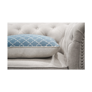 Bedroom Sofa Modern Pattern Cushion blue with light grey Close Up Look