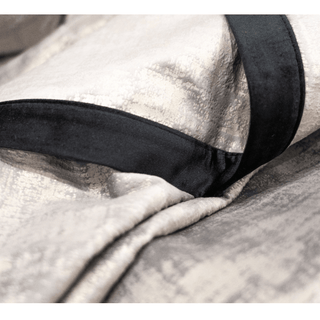 Beige Velvet Throw with Black Trim Close-up