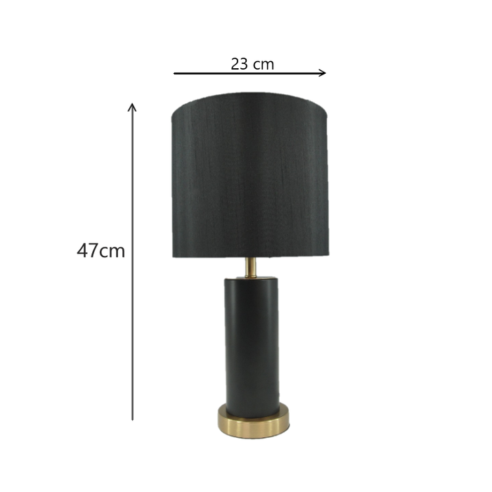 Bella Black & Gold Table Lamp Dimensions