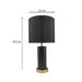 Bella Black & Gold Table Lamp Dimensions