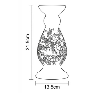 Black-and-white dimension diagram of the Cream Floral Ceramic Candlestick showing 13.5cm width and 31.5cm height.
