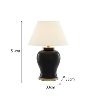 Black & Brass Finish Ceramic Table Lamp classic Night Light Dimensions