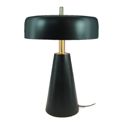 Flat Mushroom Lamp – black metal table lamp with gold accent and modern silhouette.