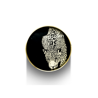 Black & Gold Leopard Print Round Tray