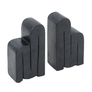 Black Marble Step Bookend Set, a carved black marble stepped bookend pair.