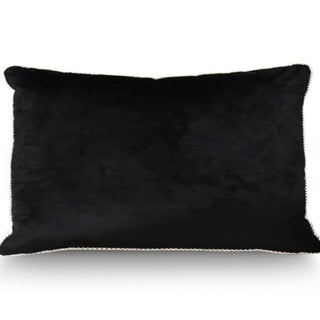 Black Velvet Cushions with Piping 60 x 40 cm