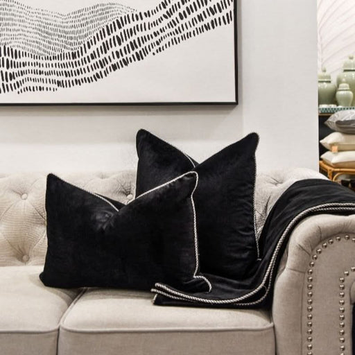 Black Velvet Cushions with Piping Collection