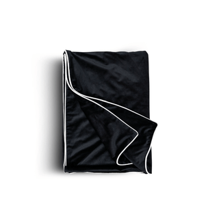Black Velvet Throw Blanket with White Piping 