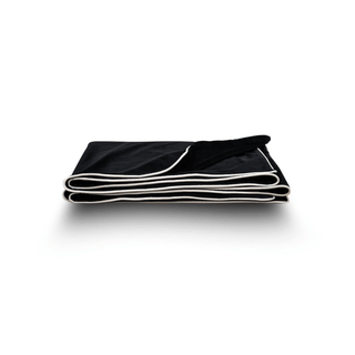 Black Velvet Throw Blanket with White Piping  side view