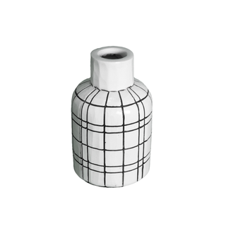 Black & White Check Pattern Vase 17cm Top View