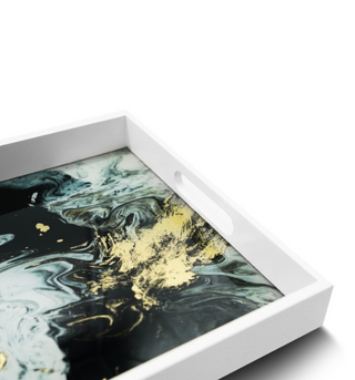 Black & White Rectangular Decorative Tray Up Close