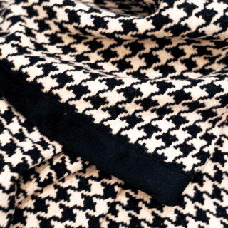 Black and White Houndstooth Throw with Black Trim Close-up