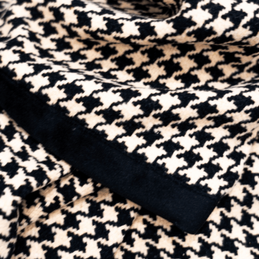 Black and White Houndstooth Throw with Black Trim Close-up