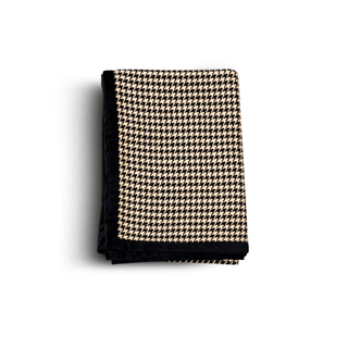 Black and White Houndstooth Throw with Black Trim Top View