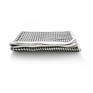 Black and White Houndstooth Throw with White Trim