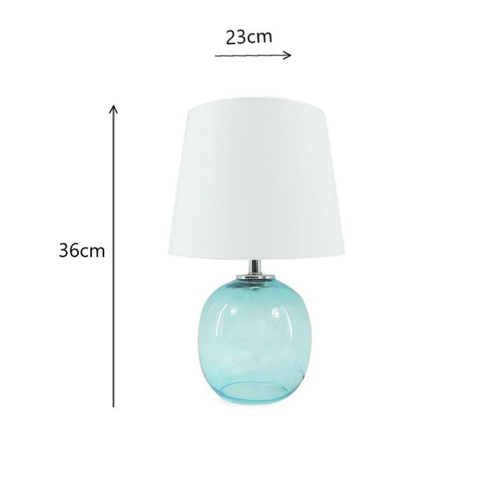 Blue Coastal Glass Table Lamp Measurements